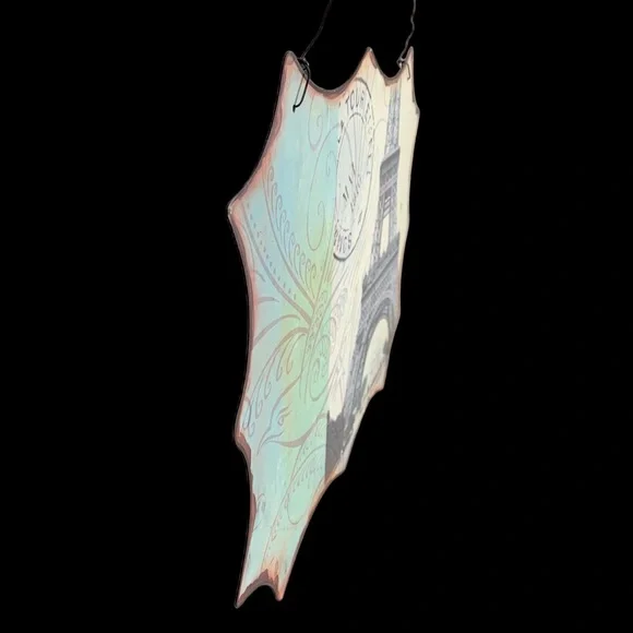 Paris Eiffel Tower Magnetic Memo Board Tin Wall Decor WithWire Hanger Distressed - Picture 5 of 8